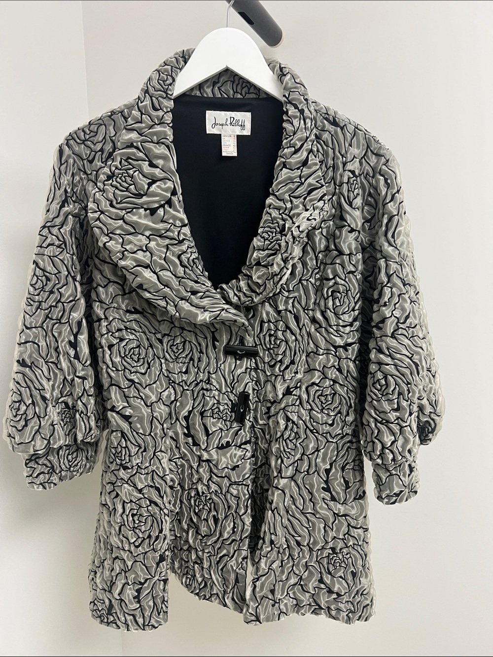 Joseph Ribkoff Charcoal Gray Floral Rosette Jacket